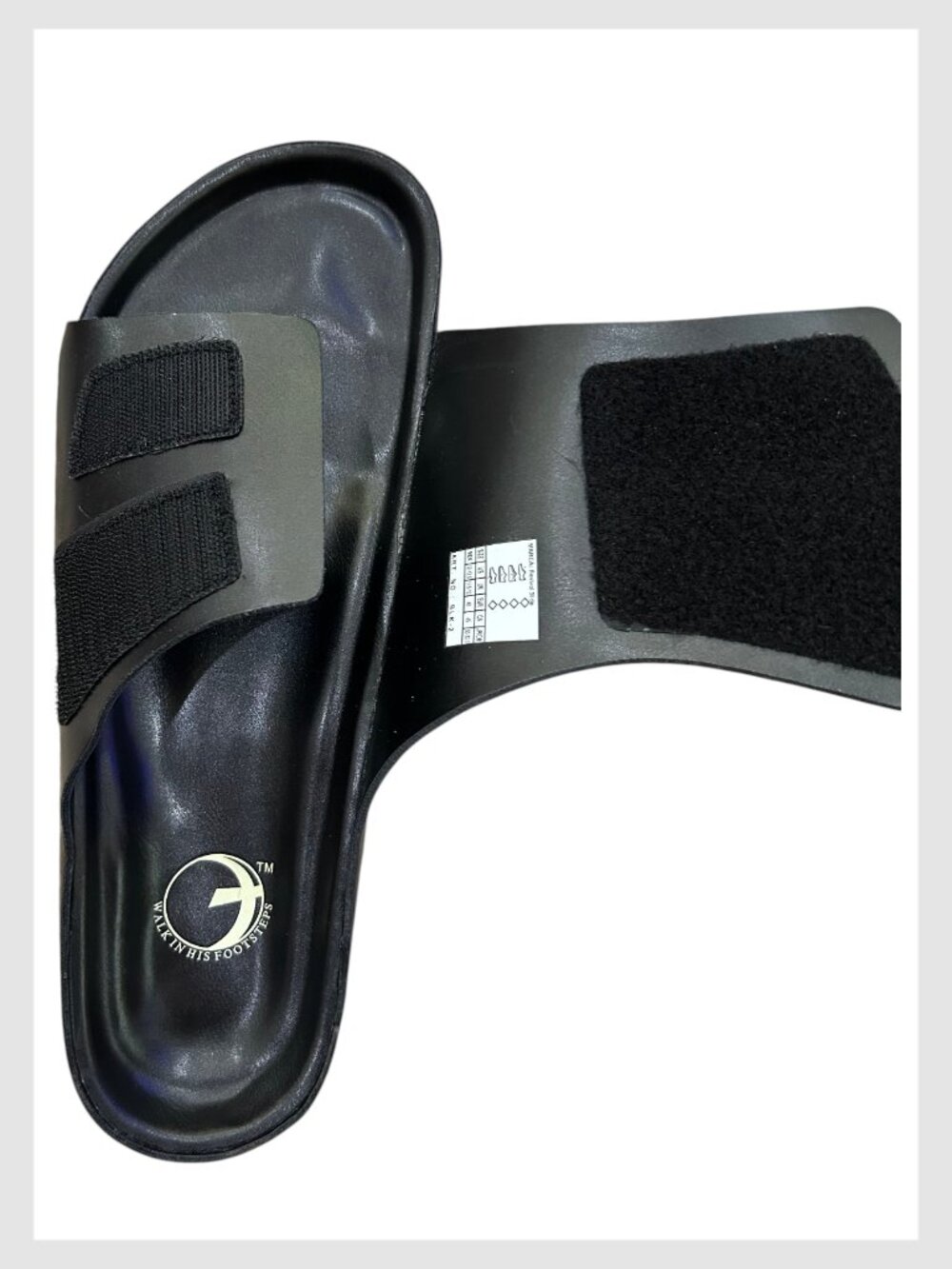 Walk In His Footsteps Revival Slides Black Cross Sole Sandals Size 12 - Picture 8 of 14